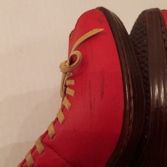 Born Red Bow Peep Toe Chunky Heels Sz 9 - Picture 8 of 9